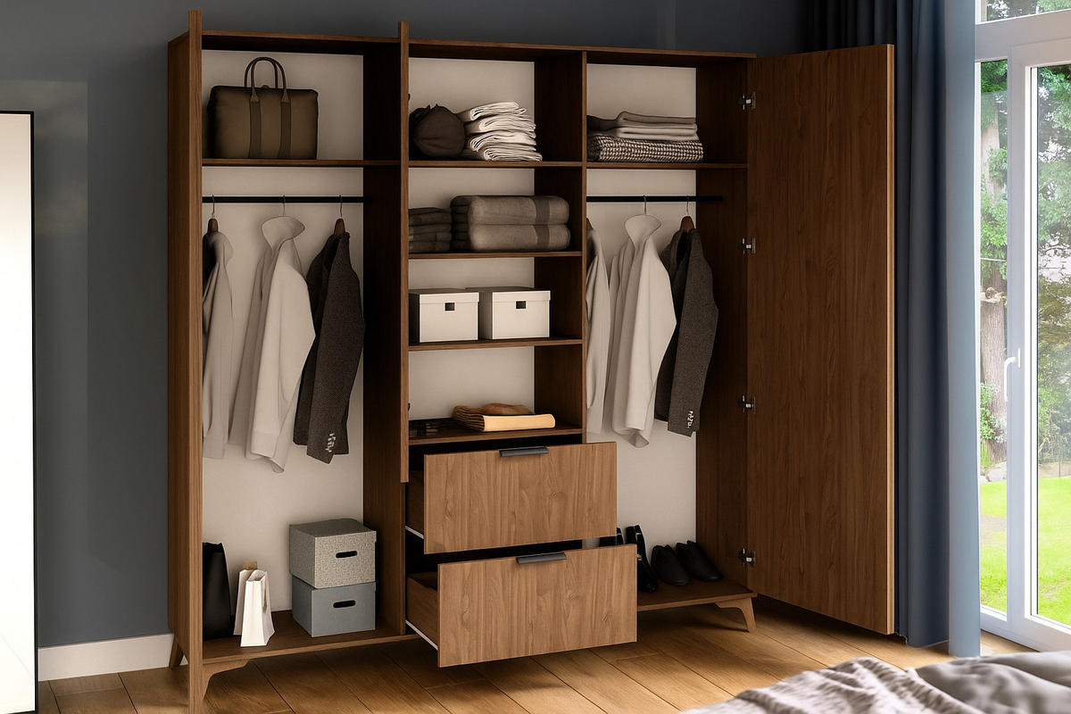 DREHTÜRENSCHRANK - Schrank Entia Artisan - Eiche Artisan, Holzwerkstoff (185/192/60cm) - Möblo