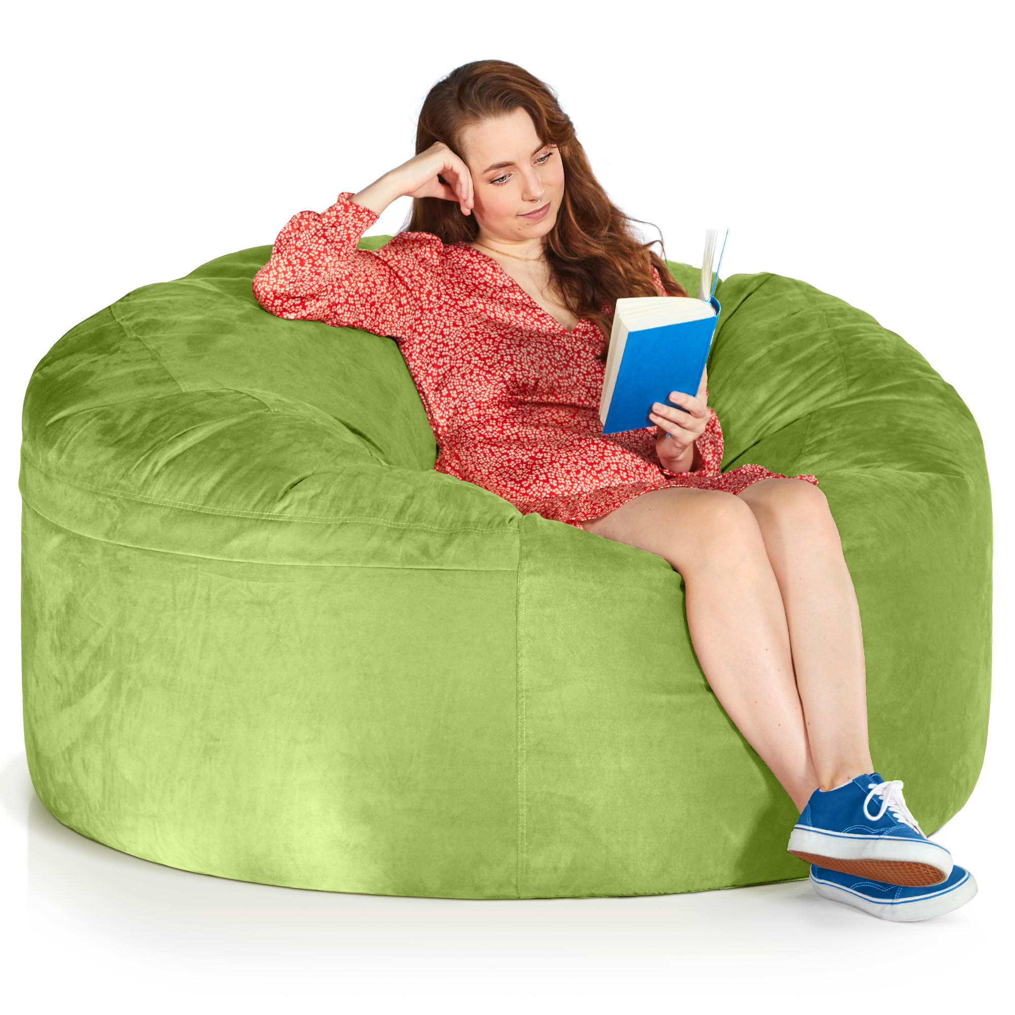 RIESEN-SITZSACK XXL JUMBO Velours 5ft - Grün, Textil (150/120/150cm) - Green Bean