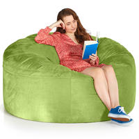 RIESEN-SITZSACK XXL JUMBO Velours 5ft - Grün, Textil (150/120/150cm) - Green Bean