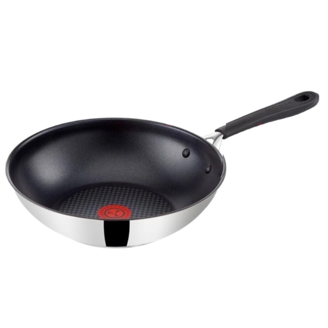 WOKPFANNE H80519 Jamie Oliver 28 cm 3-tlg Edelstahl Antihaft Induktion - Silberfarben/Schwarz, Metall (28cm) - Tefal