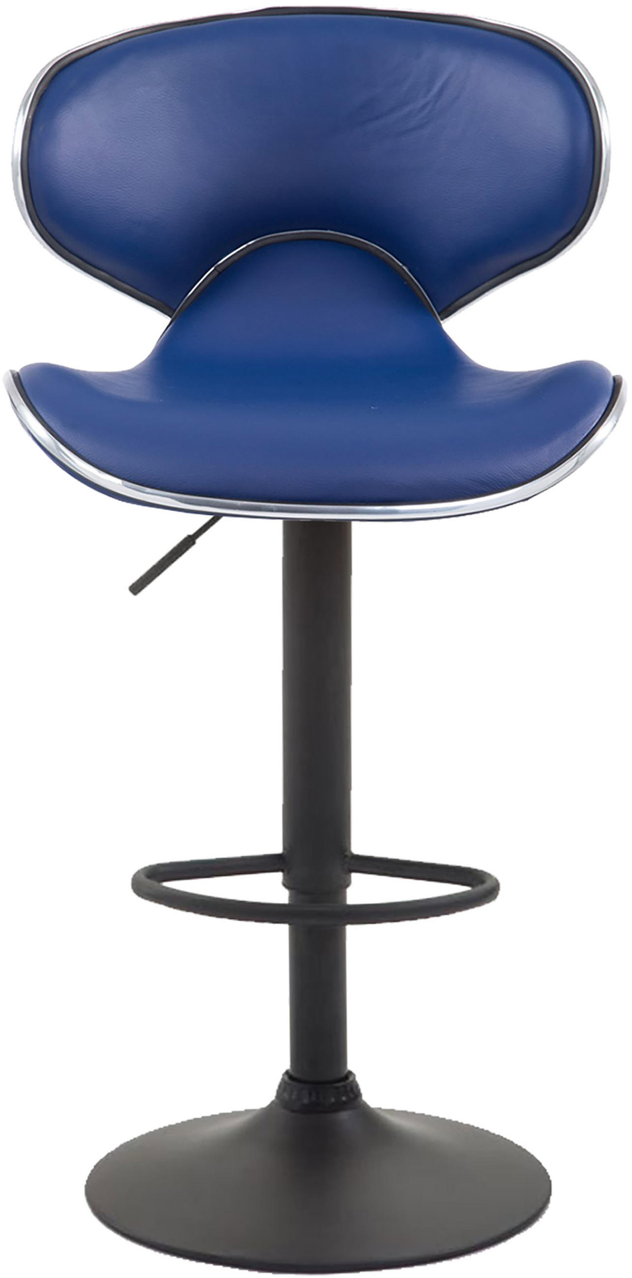 BARHOCKER Lederlook blau - Blau/Schwarz, Textil/Metall (46/88/49cm) - CLP