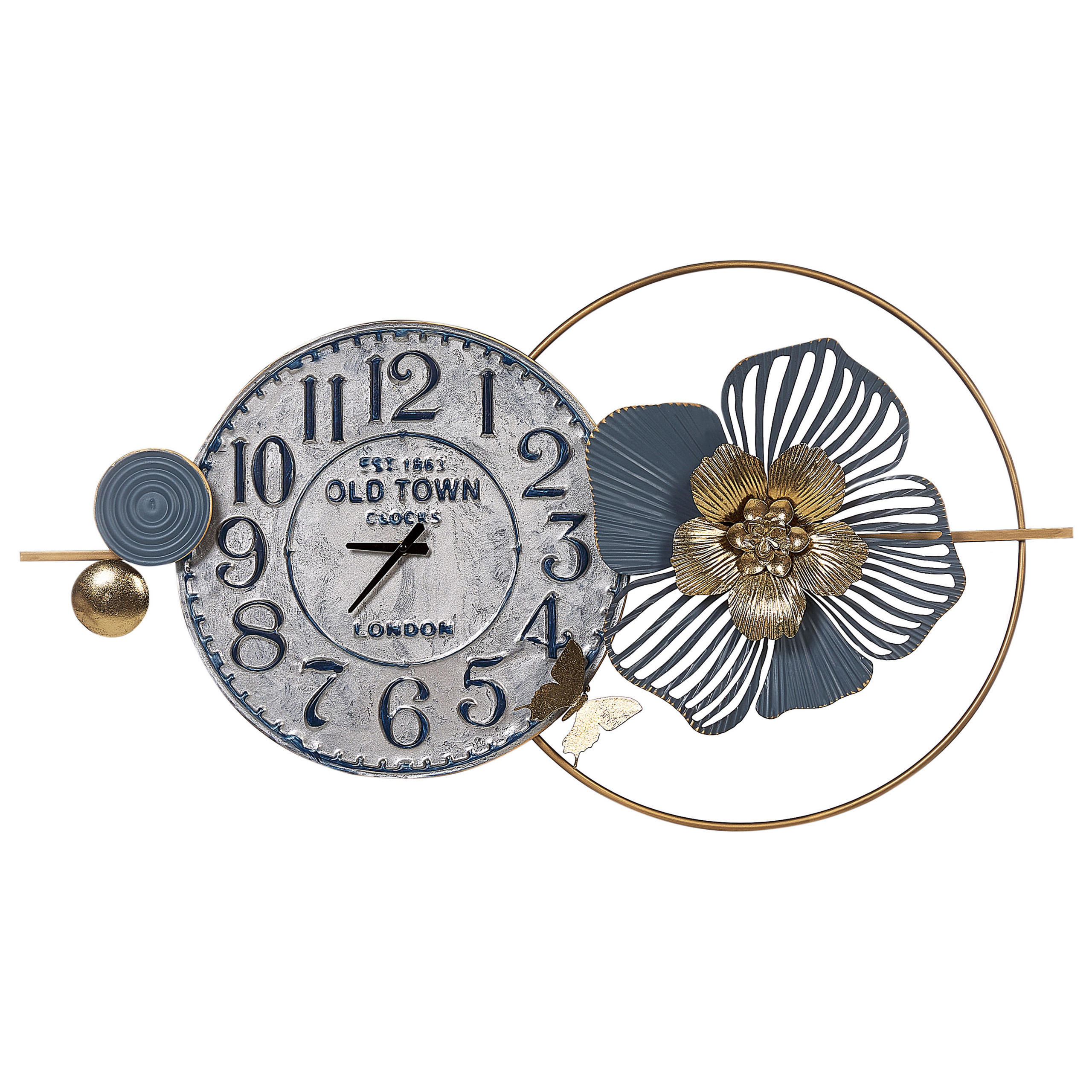 WANDUHR Metall blau Berkerium - Blau, Metall (90/49/4cm) - Beliani
