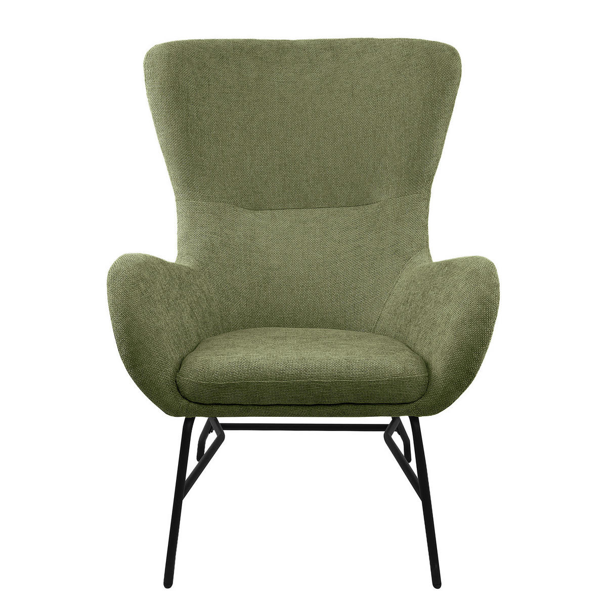 OHRENSESSEL - Schwarz/Grün, Textil/Metall (77/84/107cm) - home24
