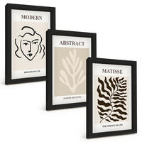 BILDER SET 3er Set - 20x30 cm Schwarzer Rahmen - Gesicht Blätter Kunst Matisse - Schwarz, Kunststoff (20/30cm) - TULUP