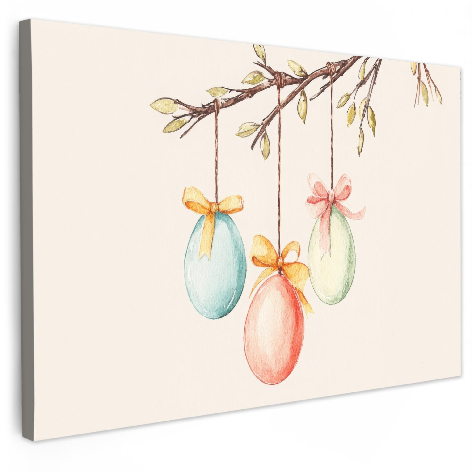 SLIKA NA PLATNU Velikonočna jajca 60x40 cm - krem, tekstil (60/40cm) - MuchoWow