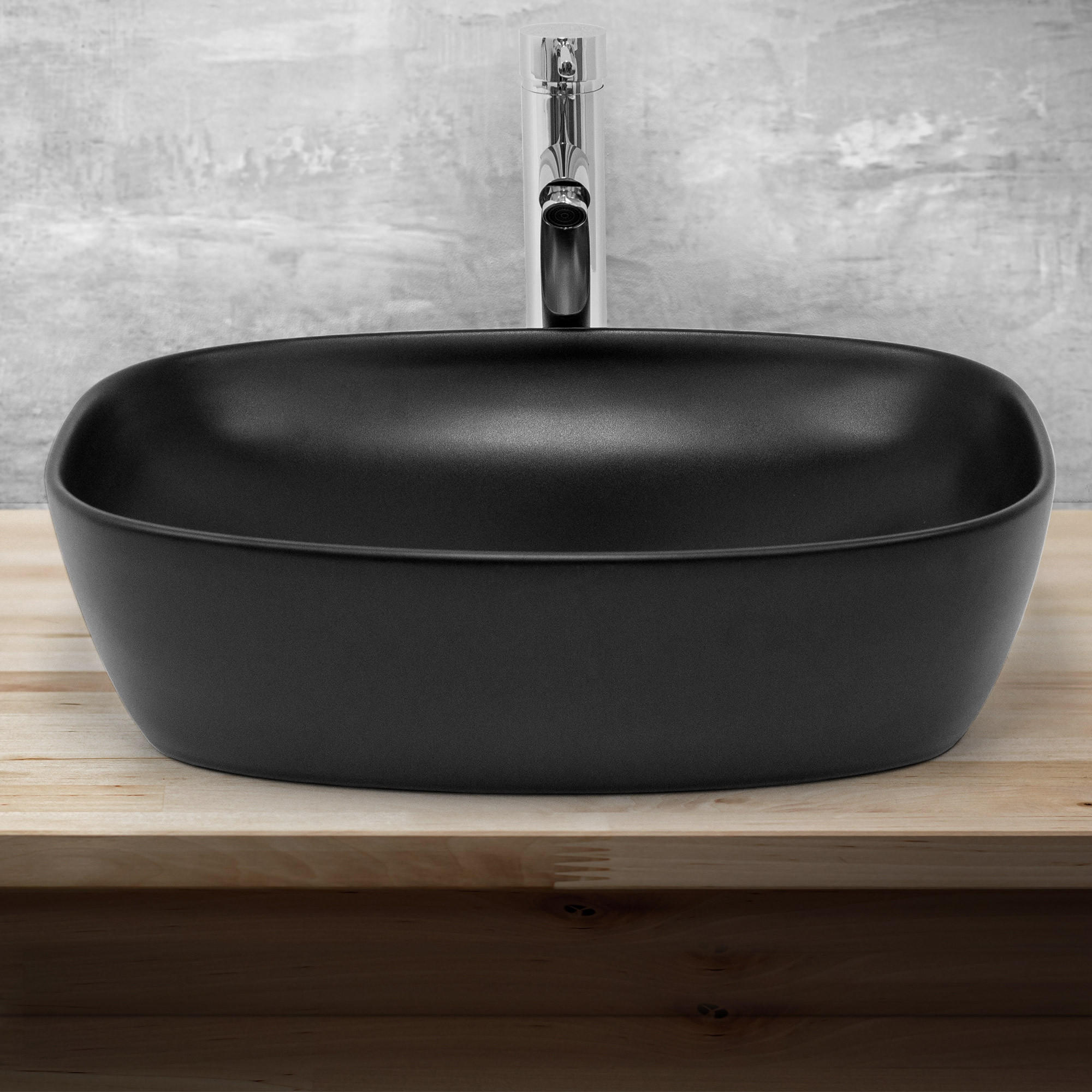 WASCHBECKEN - Schwarz, Keramik (38.5/14/50.5cm) - ML-DESIGN