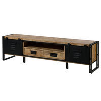 TV-BOARD Mango 220x45x55 natur klar lackiert / Metall schwarz BLACKBURN #112 - Naturfarben, Holz (220/55/45cm) - Massivmoebel24