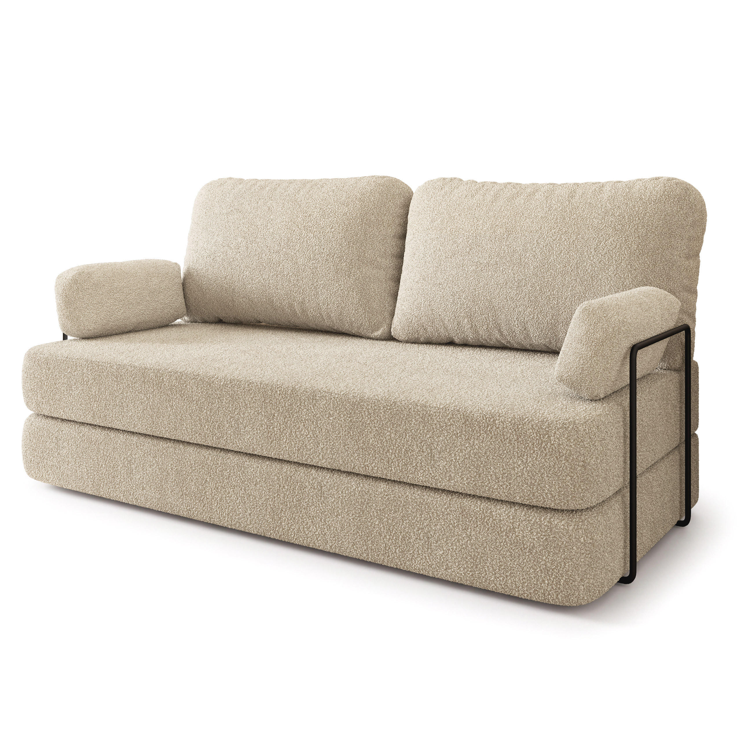 BETTSOFA NIKSI aus Schaumstoff Bucle-Stoff Creme Schlaffunktion - Creme, Textil (170/86/80cm) - MASSENO