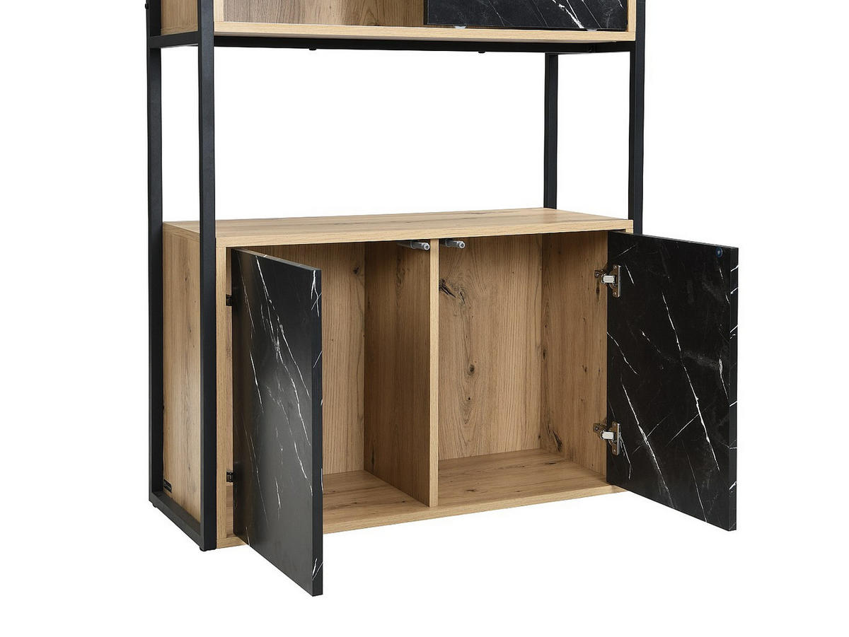 BÜCHERREGAL - 80 cm x 34 cm - holz - schwarz, naturfarben hell Yelania - Schwarz/Naturfarben, Holz (80/180/34cm) - Vente-Unique