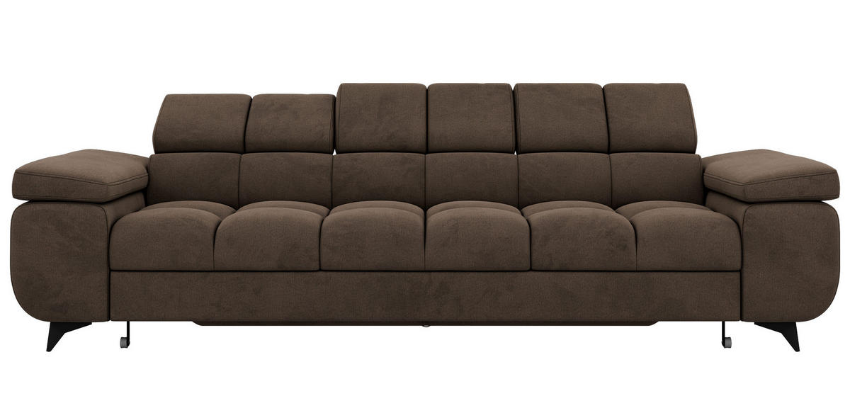 TŘÍMÍSTNÁ POHOVKA NIDELLO - Hnědá Samet - černá/hnědá, kov/textil (260/70/97cm) - MKS