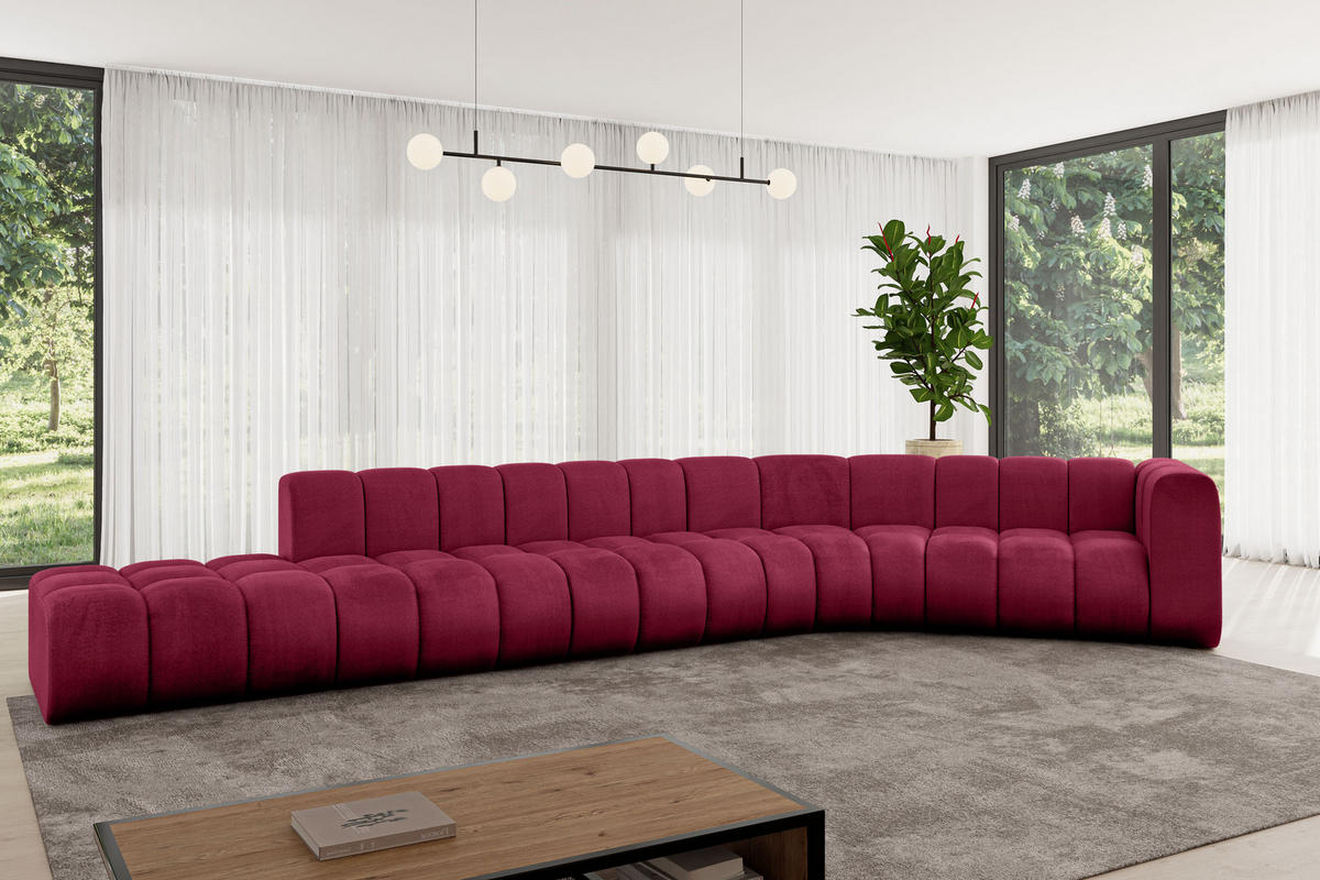 ECKSOFA modulares Sofa Tilmo-L2 - 490x194x70 cm Bordeauxrot - Bordeaux, Holzwerkstoff/Textil (490/194cm) - ALTDECOR