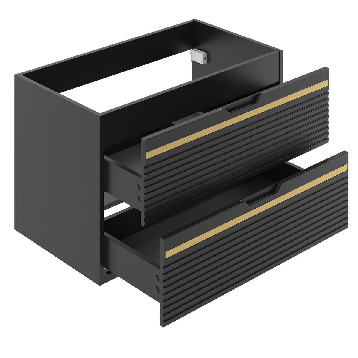 WASCHBECKENUNTERSCHRANK Varo 2 Schubladen Schwarz Matt - 80 x 46 x 52 cm - Schwarz, Holz (80/46/50cm) - Badplaats