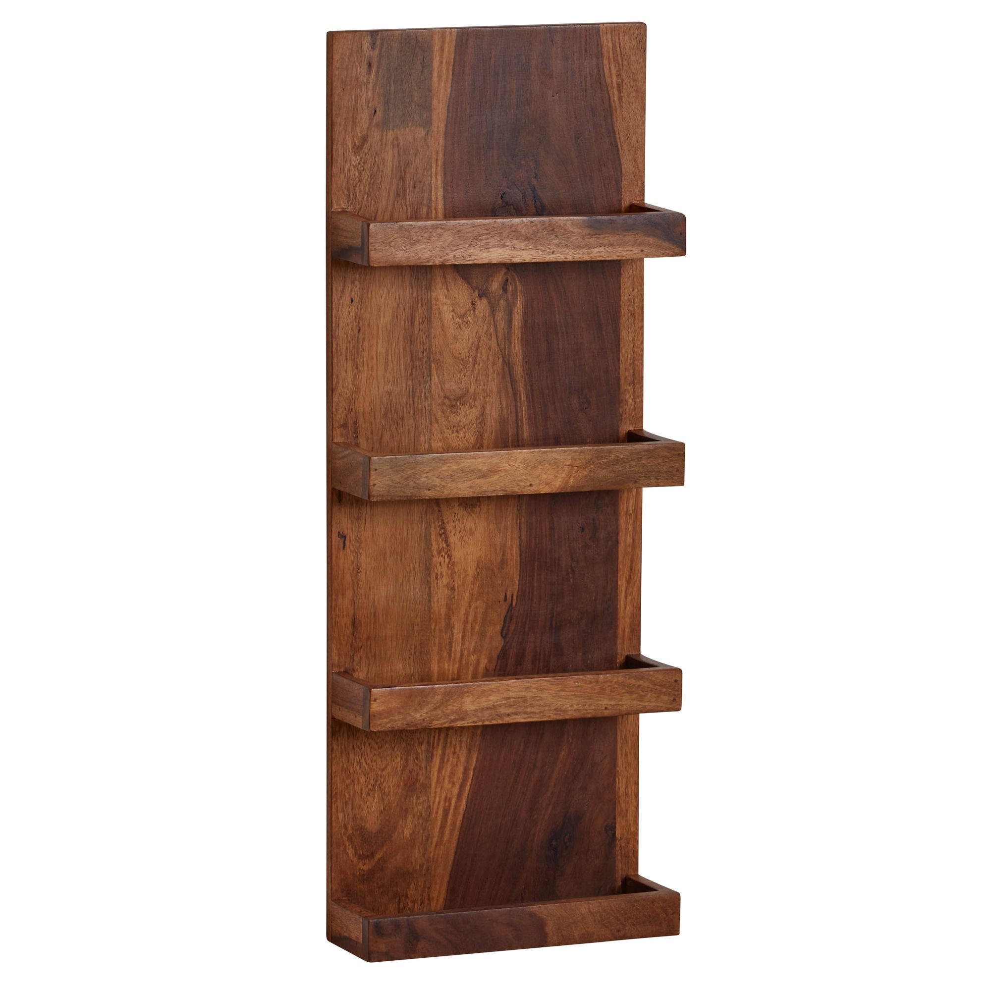 WANDREGAL Massivholz Modern Stil 30x80x10 cm Groß Schwebend - Braun, Holz (30/80/10cm) - KADIMA DESIGN