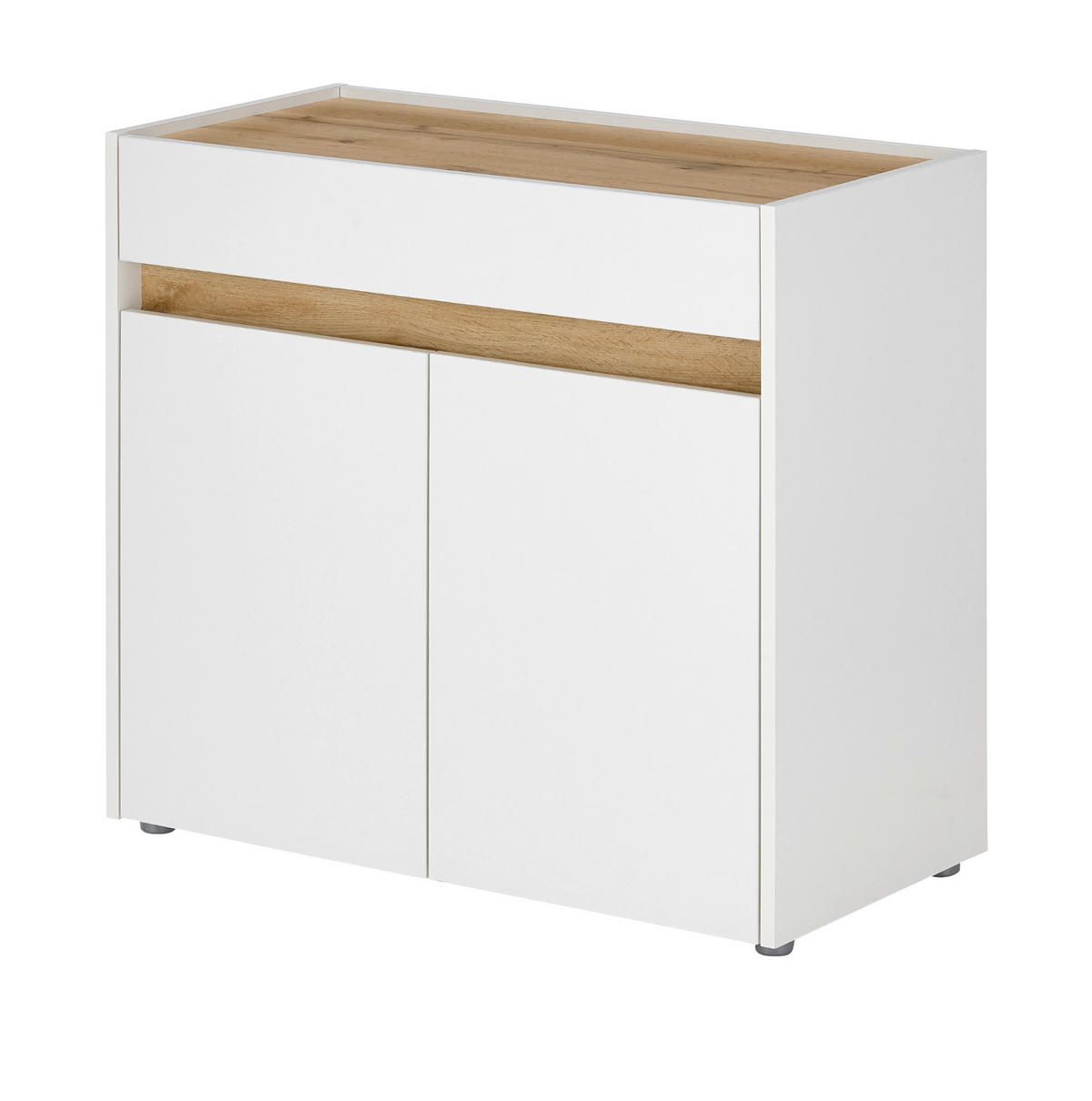 STANDCONTAINER Weiß, Eiche Wotan 80 x 70 cm, Büro Kommode mit Stauraum und großem Schubkasten - Eichefarben/Silberfarben, Holzwerkstoff/Kunststoff (80/70/40cm) - Furn.Design