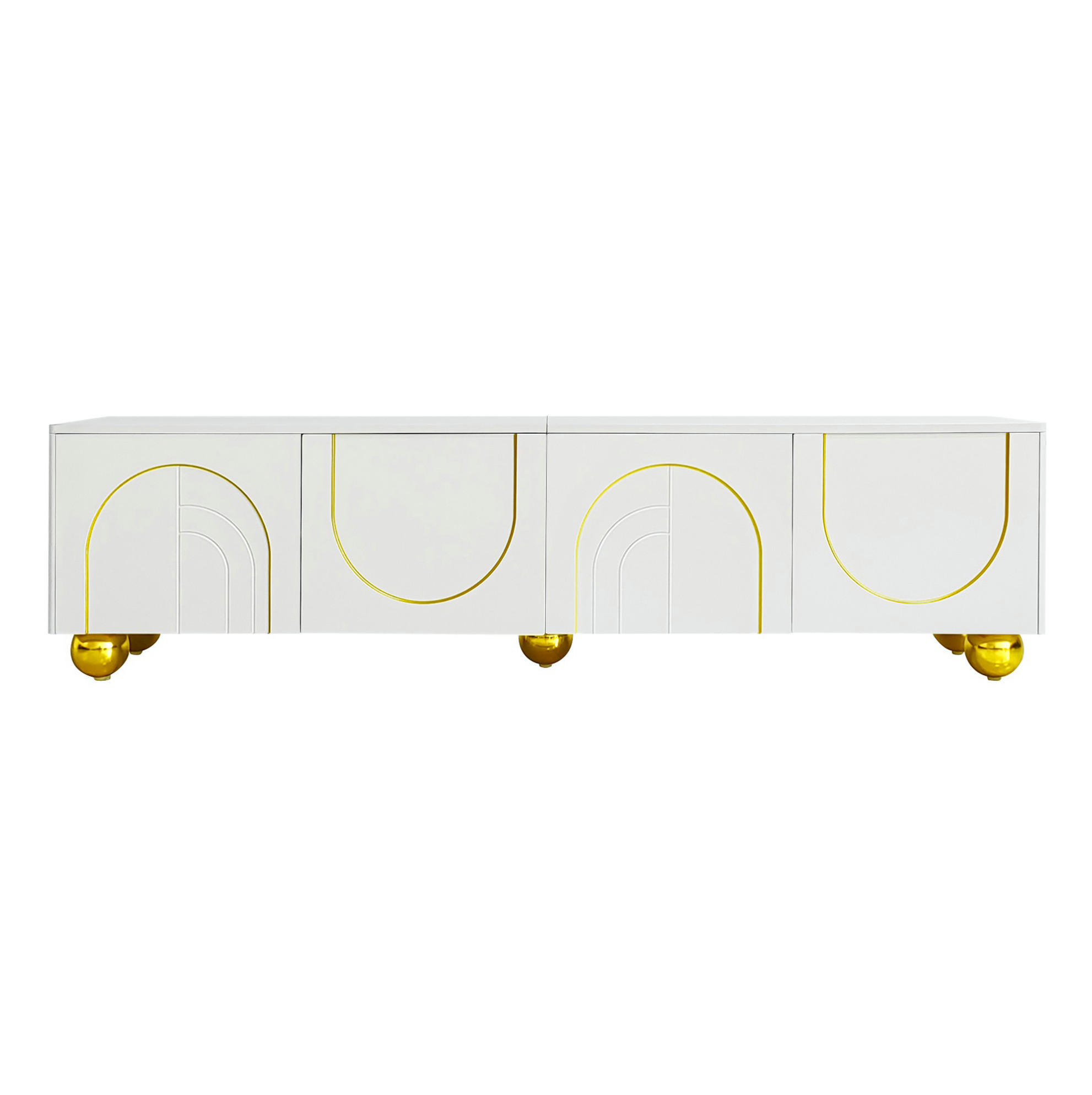 Redom TV stolek 170/38/44 cm s push-to-open, tichými panty a úložným prostorem, Bílá