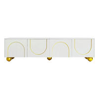 TV-SCHRANK in Weiß/Gold mit 4 Push-to-Open Türen 170/38/44 cm - Weiß, Holzwerkstoff (170/44/38cm) - Redom