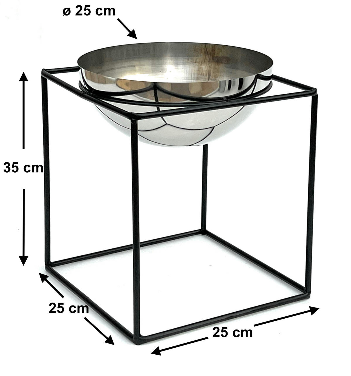 BLUMENHOCKER Metall Schwarz/Silber 25/25/35 cm - Schwarz, Metall (25/35/25cm) - DanDiBo