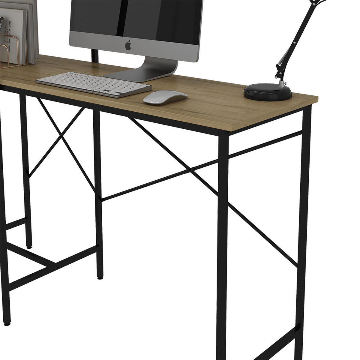 SCHREIBTISCH Fyrk, Eiche rustikal, 120 x 40 cm - Wildeiche/Schwarz, Holzwerkstoff (40/120/75cm) - Vicco