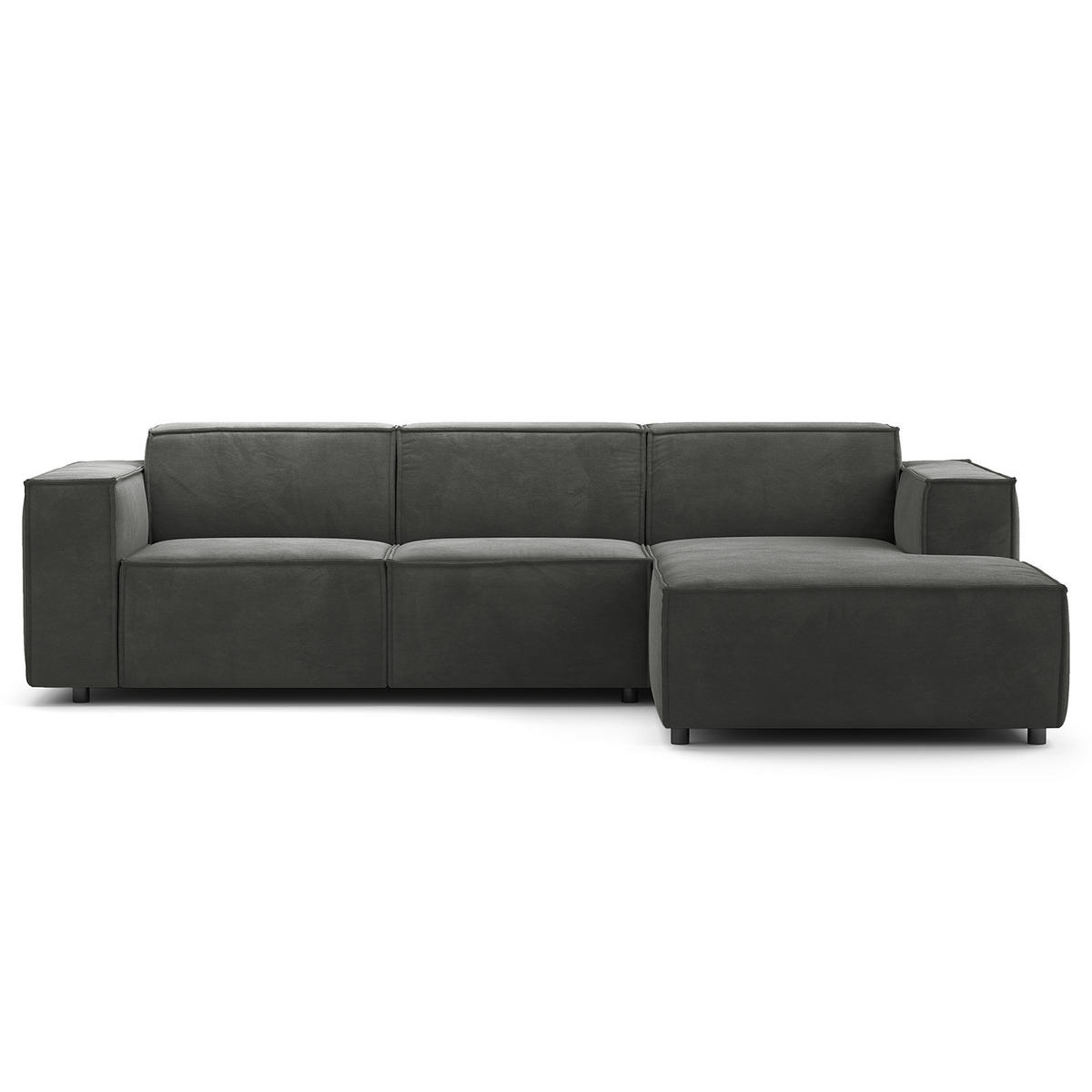 ECKSOFA mit Longchair - Schwarz/Grau, Kunststoff/Textil (260/177cm) - home24