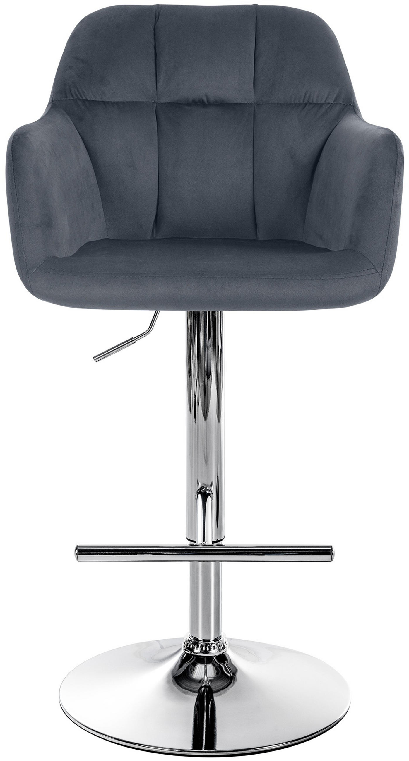 BARHOCKER Nardo Samt chrom dunkelgrau - Chromfarben/Grau, Textil/Metall (57/118/59cm) - TPFLiving