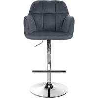 BARHOCKER Nardo Samt chrom dunkelgrau - Chromfarben/Grau, Textil/Metall (57/118/59cm) - TPFLiving