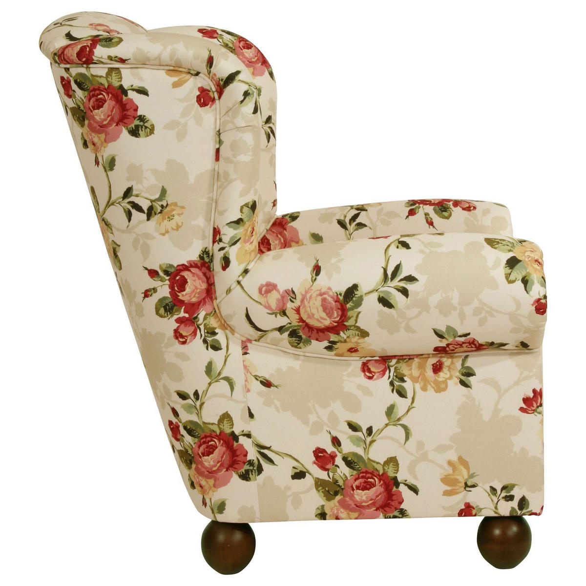 OHRENBACKENSESSEL Kasha Bezug Flachgewebe Buche nussbaum dunkel / multi - Dunkelbraun/Naturfarben, Kunststoff (93/103/87cm) - 58aufmkessel