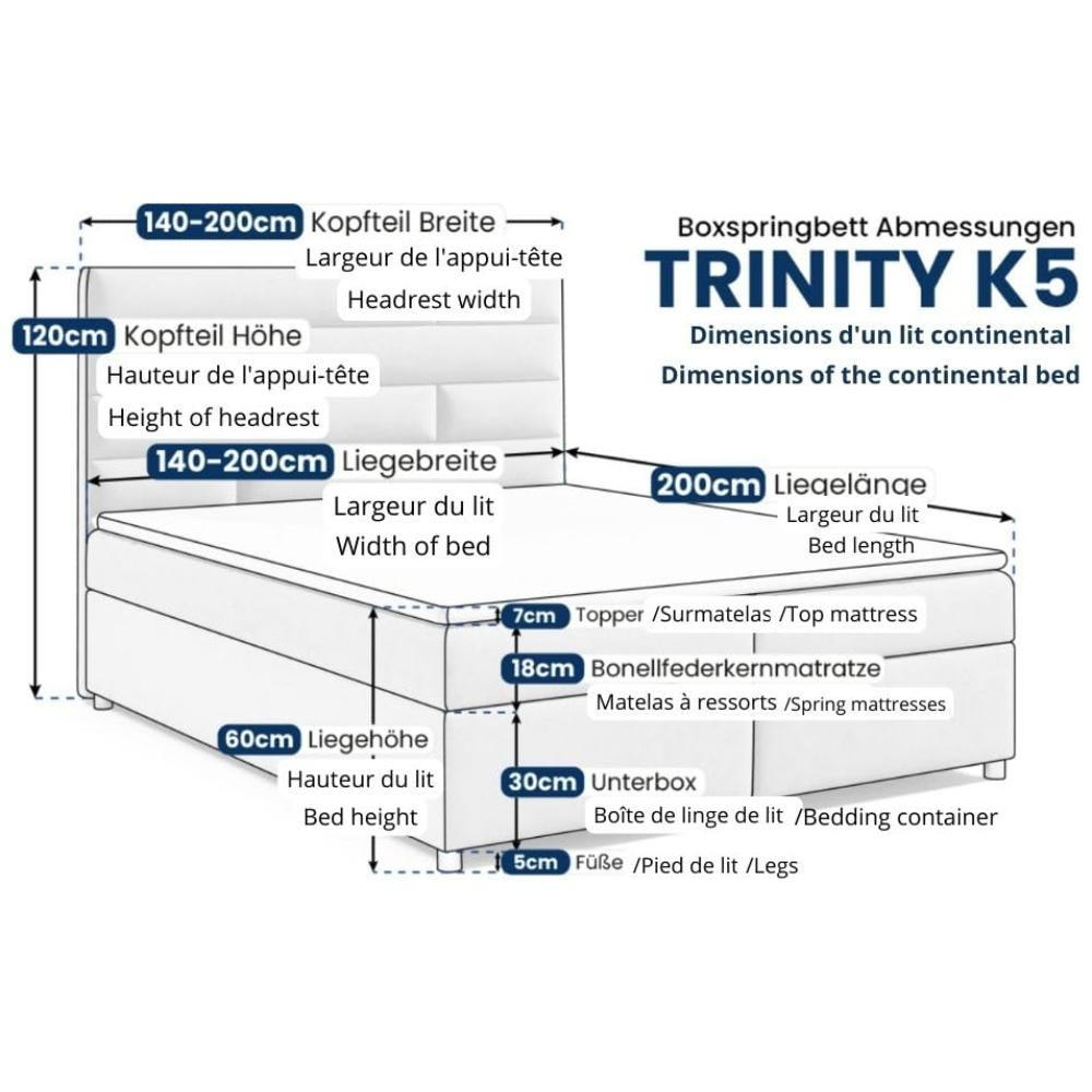 Thumbnail - Best For Home Boxspringbett, Rosa, Textil, Höhe ca. 18 cm, Rechteckig, 200x200 cm, Schlafzimmer, Betten, Boxspringbetten