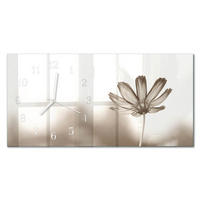 WANDUHR 60x30 cm - Abstrakte Linien - Beige, Glas (60/30/0.4cm) - TULUP