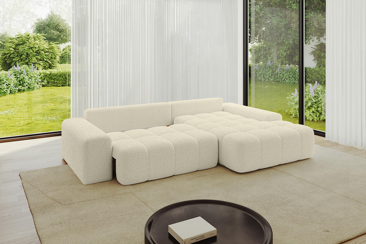 ECKSOFA Ottomane Rechts ENSI-L - 267x164x88 cm Creme - Creme, Holzwerkstoff/Kunststoff (164/267cm) - ALTDECOR