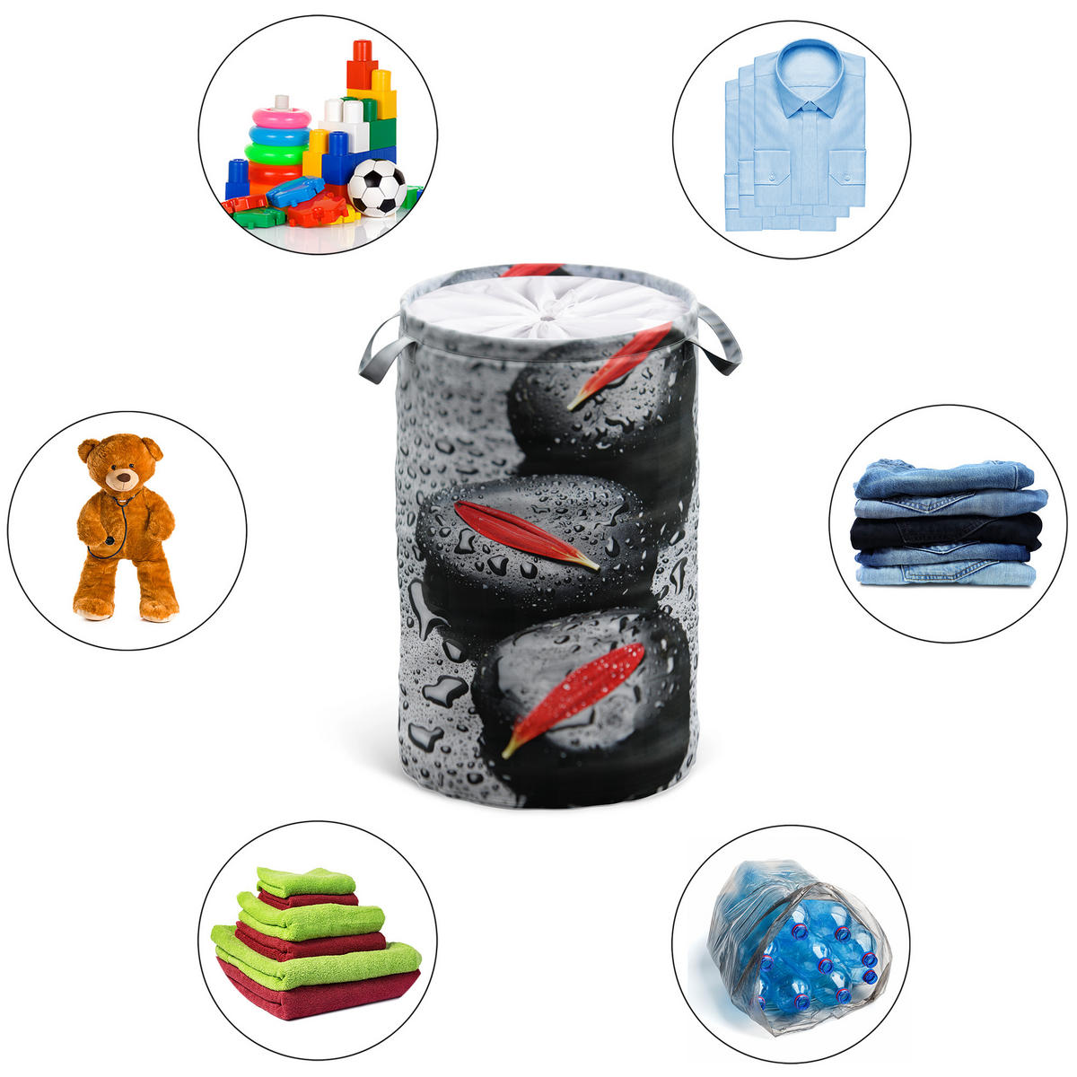 WÄSCHEKORB Elegance - Grau, Textil (37/55/55cm) - Sanilo