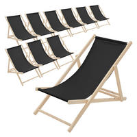 STRANDLIEGE 10er Set Schwarz - Schwarz, Holz (57.5/83/100cm) - ECD-Germany