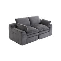 2-SITZER-SOFA DE-33774 Federkern mit Seitentaschen Dunkelgrau - Dunkelgrau, Metall (191/85/94cm) - ComfortXL