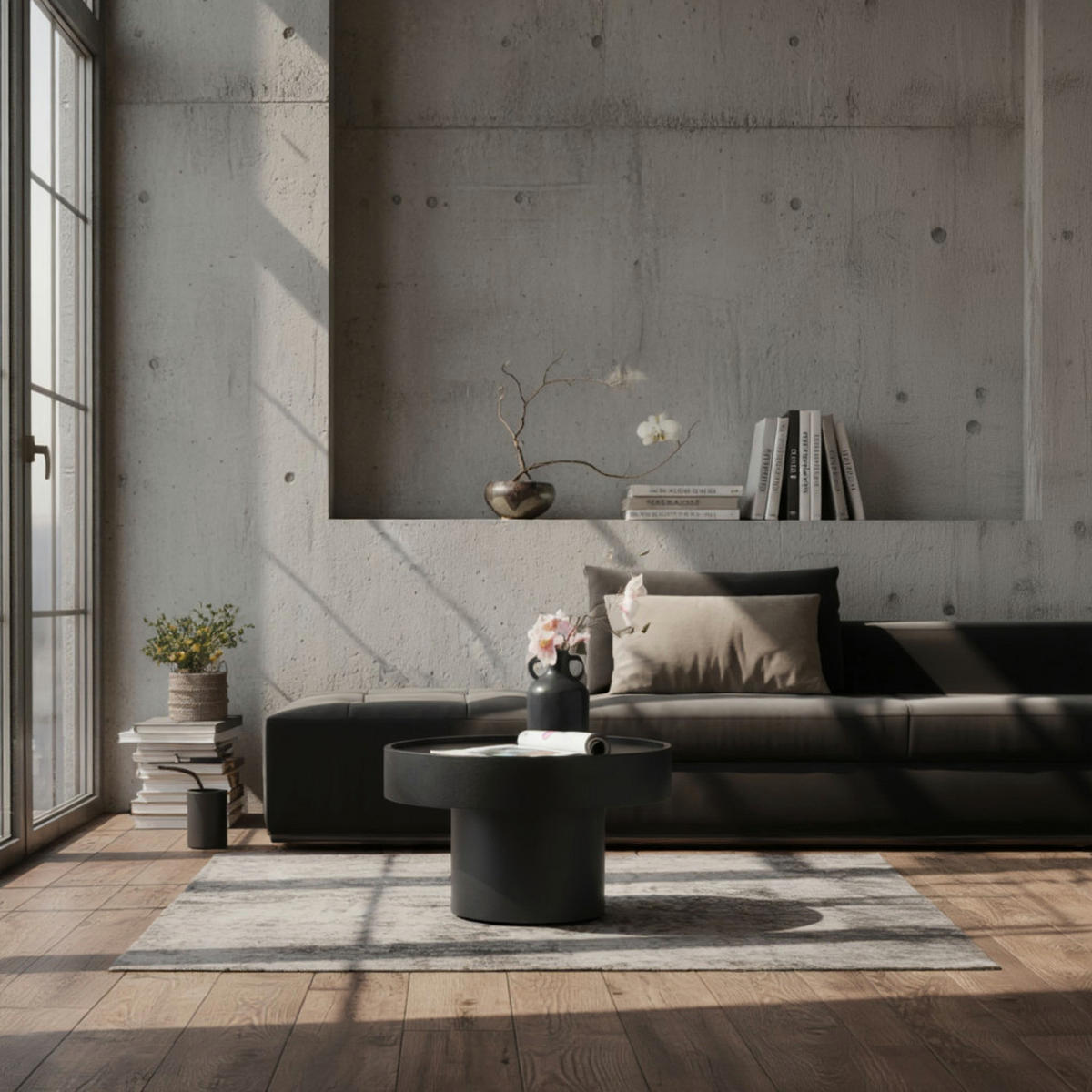 COUCHTISCH Schwarz Metall, Pilz-Design, Maße 60x60x36 cm - Schwarz, Metall (60/60/36cm) - KADIMA DESIGN