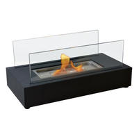 BIOETHANOL-KAMIN Schwarz Tischmodell inklusive 0.2 L Brennblock - Schwarz, Glas (35/15/18cm) - Purline