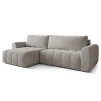 ECKSOFA MODARO CL Hellgrau Samtstoff mit Schlaffunktion - Hellgrau, Holzwerkstoff/Textil (285/148cm) - MASSENO