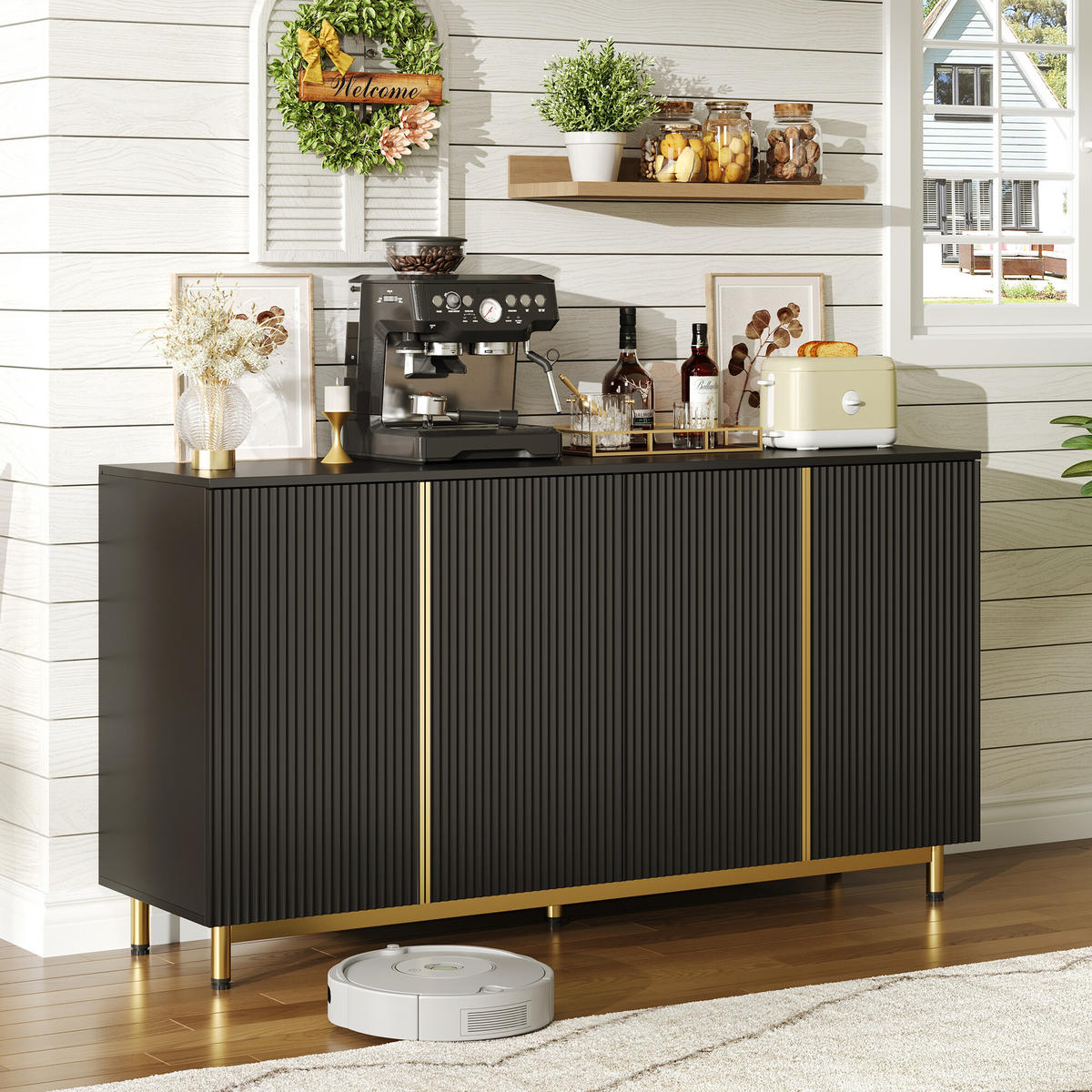 SIDEBOARD Schwarz 150/41,5/81 cm - Schwarz, Holzwerkstoff (41.5/81/150cm) - Urban Meuble