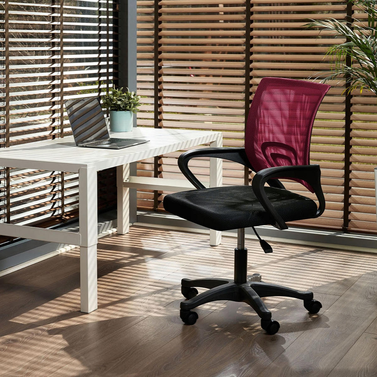 DREHSTUHL Smart -schwarz/burgund - Rot/Schwarz, Kunststoff (64/91/54cm) - JuMi