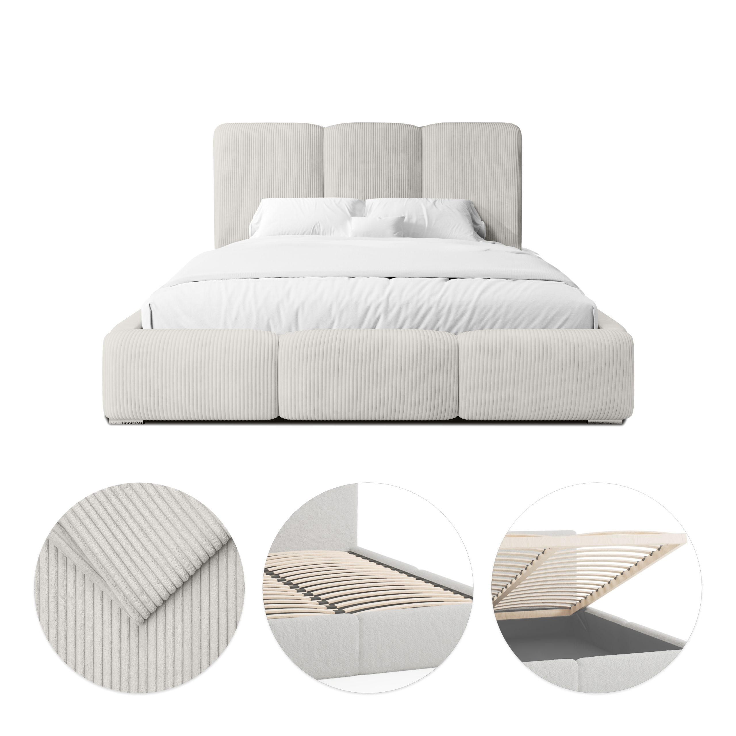 POLSTERBETT Doppelbett Walmer 140x200 cm Hellgrau - Hellgrau, Textil (140/200cm) - Fedve