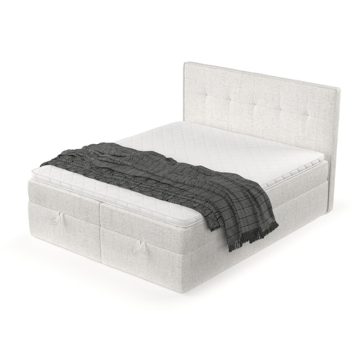 BOXBETT Tivra 200/200 cm Creme im Neve Stoff - Creme/Schwarz, Holz/Holzwerkstoff (200/200cm) - AltaBeds