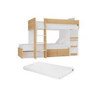 ETAGENBETT - 2 Personen - Holz, Platte - Naturfarben Hell, Weiß - - Naturfarben/Weiß, Holz (90/190cm) - Vente-Unique