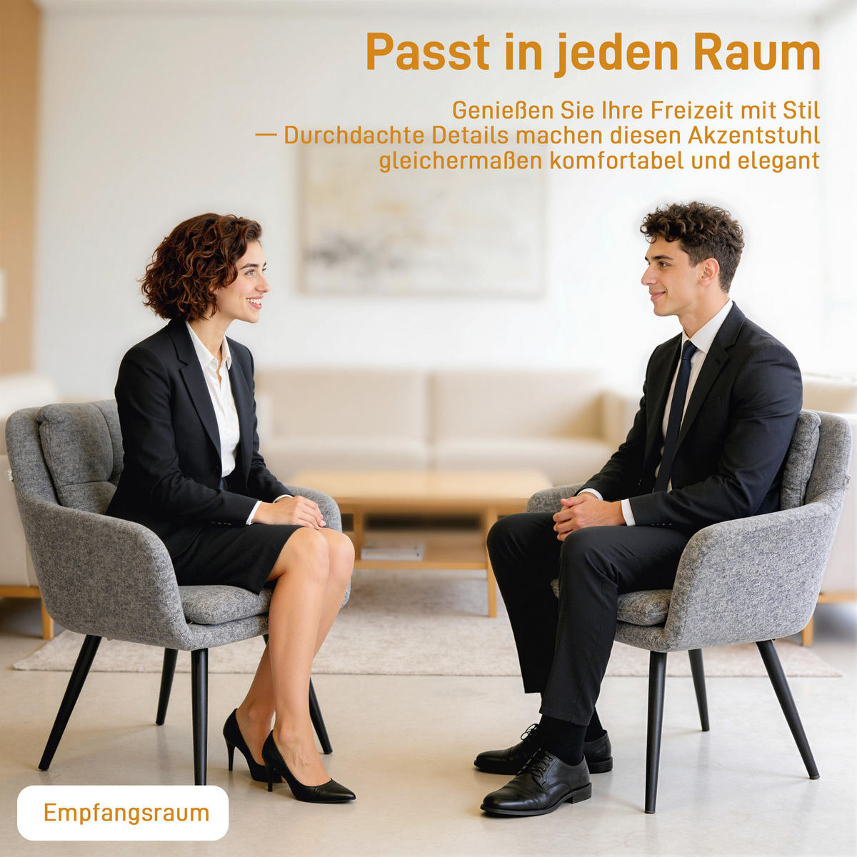 MODERNER Akzentstuhl, Polsterstuhl mit Metallbeinen, Leinenoptik, Hellgrau - Hellgrau/Schwarz, Textil/Metall (65/86/72cm) - HOMCOM