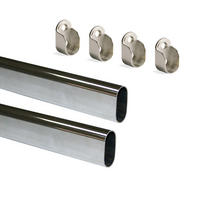 KORPUSSCHIENEN Ovale, 30x15mm, Länge 0,95m mit Halterungen, Stahl und Zamak, Verchromt 2er-set - Chromfarben, Metall (105cm) - EMUCA