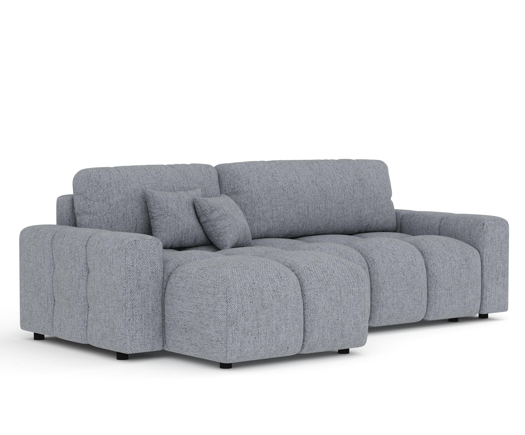 ECKSOFA MIT SCHLAFFUNKTION Ucci Grau Webstoff - Schwarz/Grau, Holz/Holzwerkstoff (233/142cm) - Maison de Reve