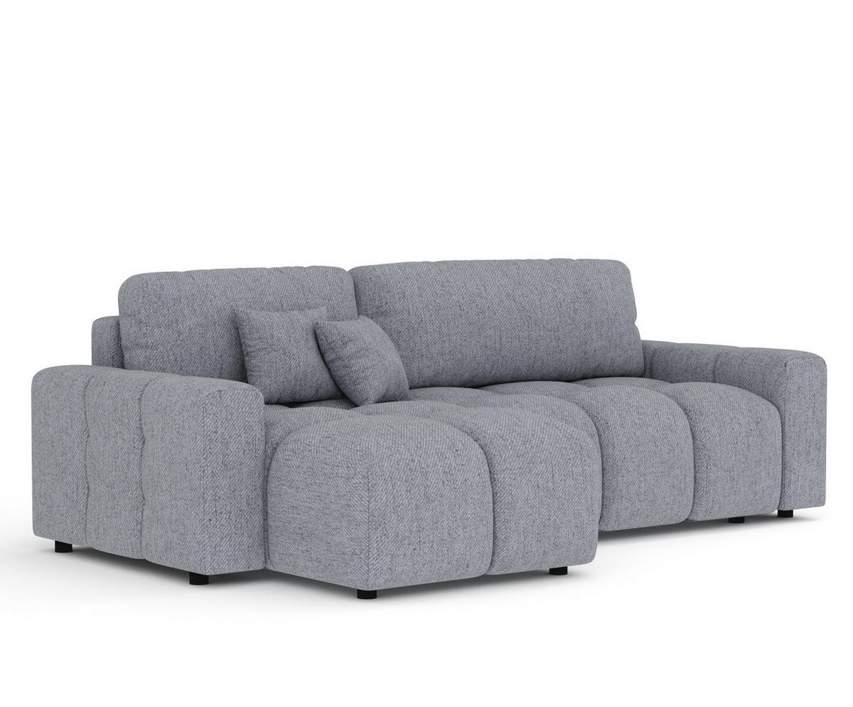 ECKSOFA MIT SCHLAFFUNKTION Ucci Grau Webstoff - Schwarz/Grau, Holz/Holzwerkstoff (233/142cm) - Maison de Reve