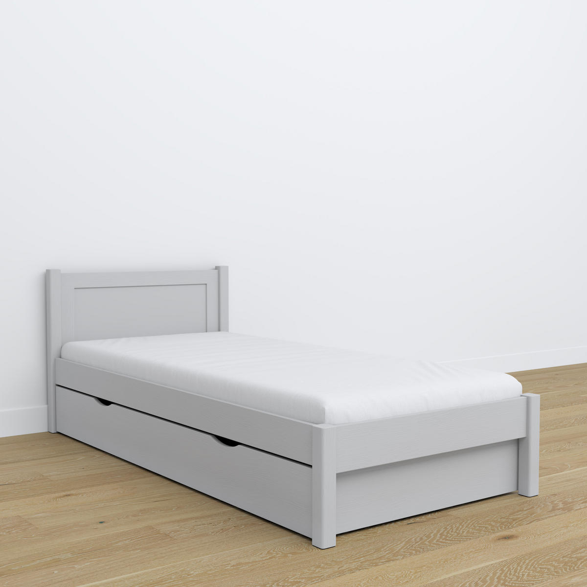 BETT mit Schublade N02 Grau 80/190 - Grau, Naturmaterialien/Holz (80/190cm) - N-Wood