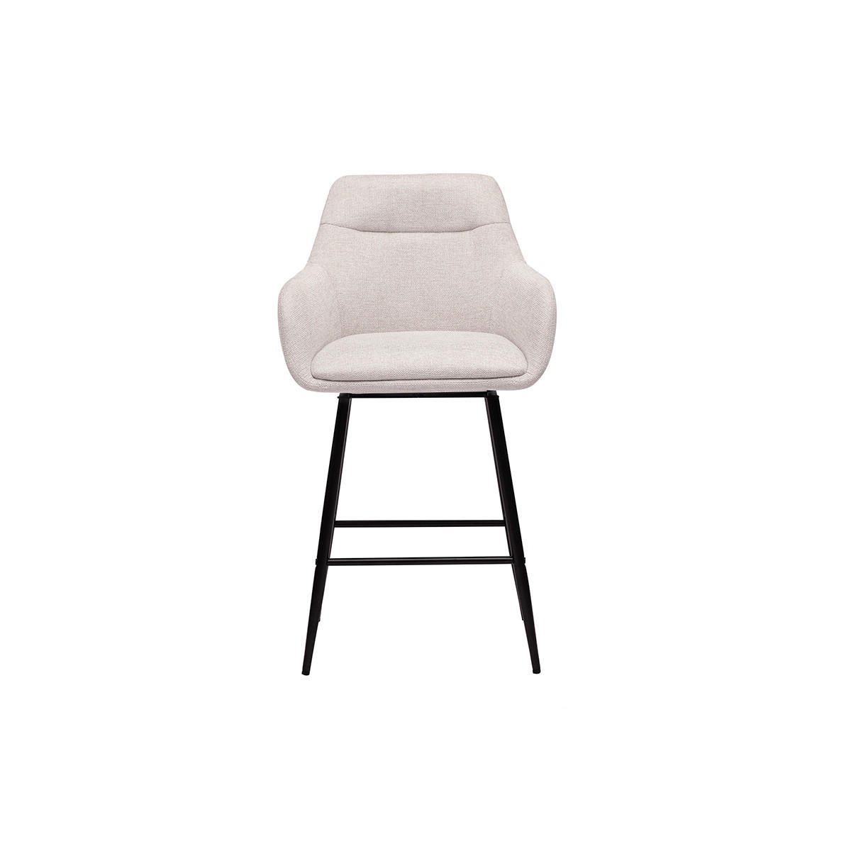 BARHOCKER drehbar 360° aus Stoff in Samtoptik beige und Metall H66 cm (2er-Set) ALESS - Beige, Textil (53.7/95.5/52.5cm) - Miliboo