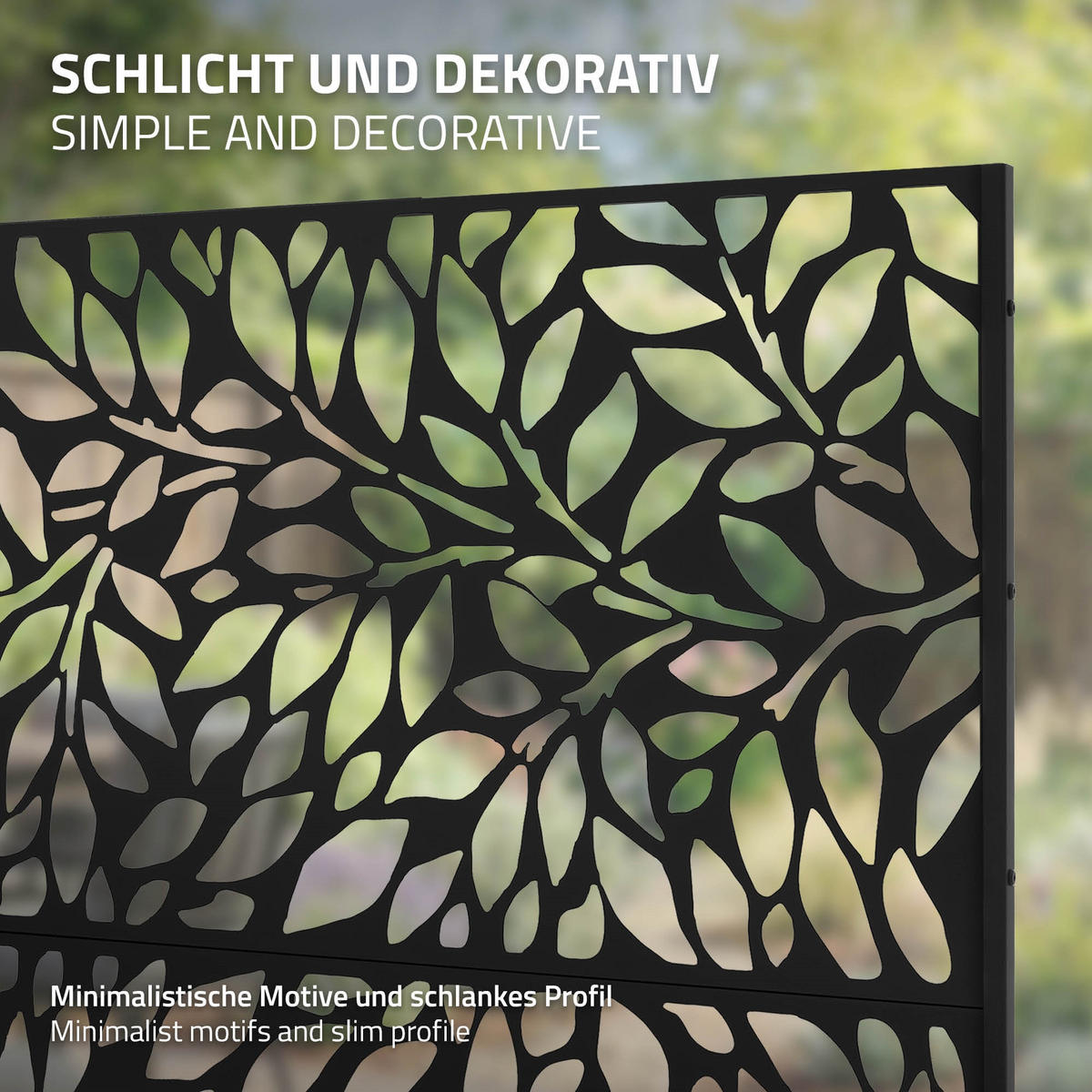 METALL-SICHTSCHUTZ Firenze 120x180 cm Schwarz aus Stahl - Schwarz, Metall (120/183cm) - ML-DESIGN