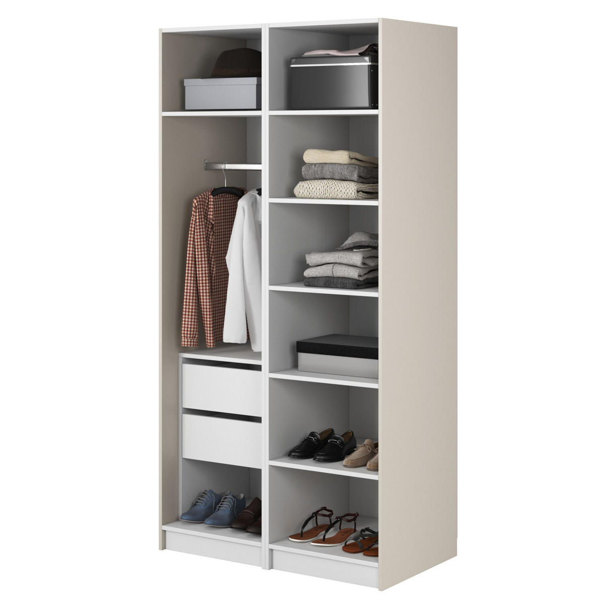 KLEIDERSCHRANK Frame Greige 100 cm - Taupe/Goldfarben, Holzwerkstoff/Metall (100/200.5/57cm) - Selsey