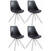 STUHL 4er Set Lederlook schwarz - Schwarz/Weiß, Holz/Textil (47.5/83/55.5cm) - CLP