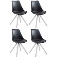 STUHL 4er Set Lederlook schwarz - Schwarz/Weiß, Holz/Textil (47.5/83/55.5cm) - CLP